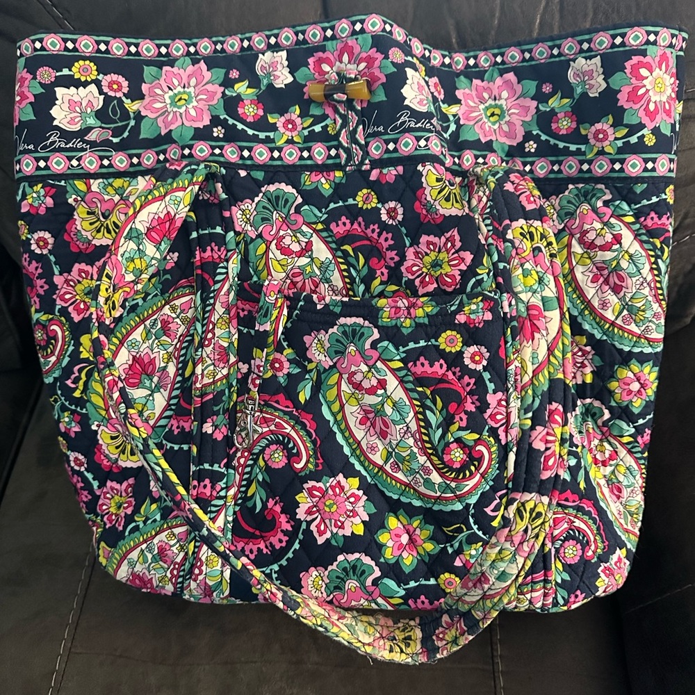 Vera Bradley Pink and Green Floral Tote Bag